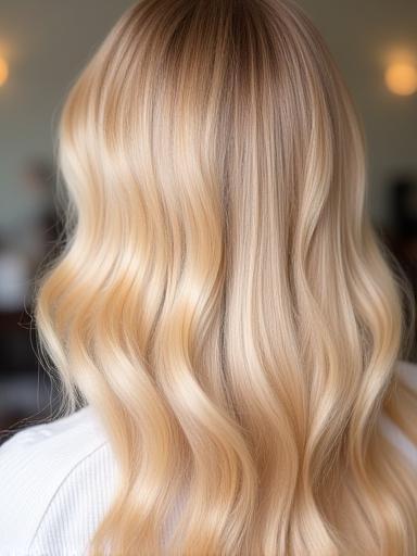 Balayage colouring result - blonde waves