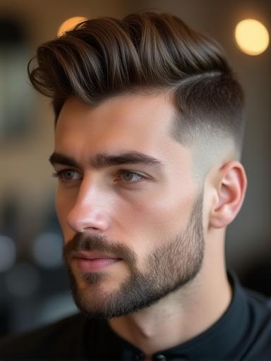 Modern men's haircut close-up in salon