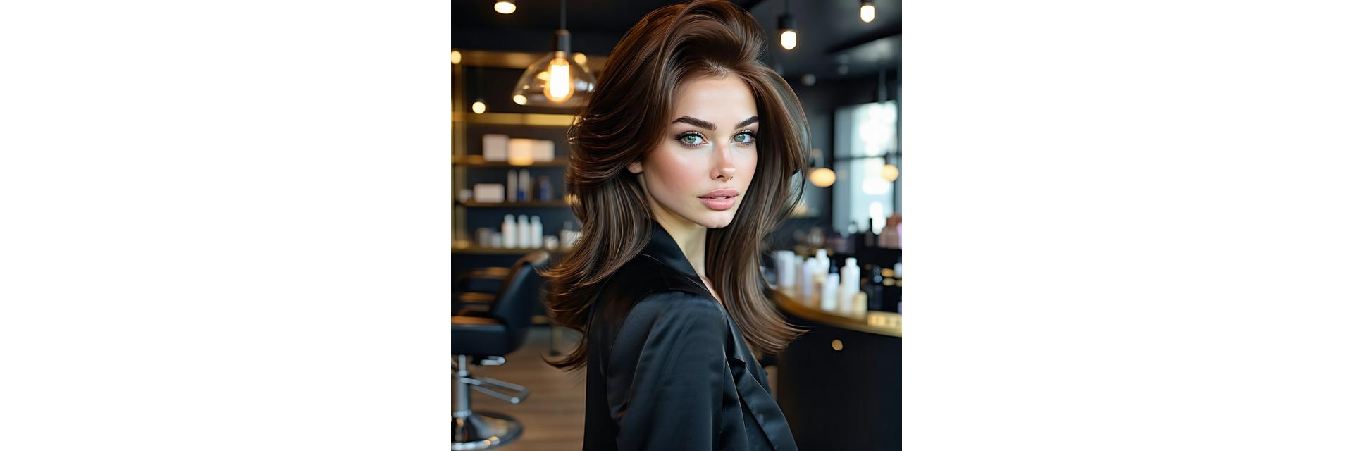 Elegant model with professionally styled hair in London Luxe studio